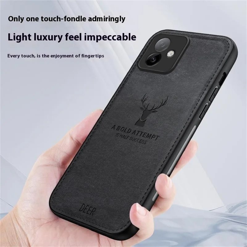 Für Honor X60 GT 5G Hülle Hirschmuster Stoffstruktur PU + PC + TPU Handyhülle - Schwarz