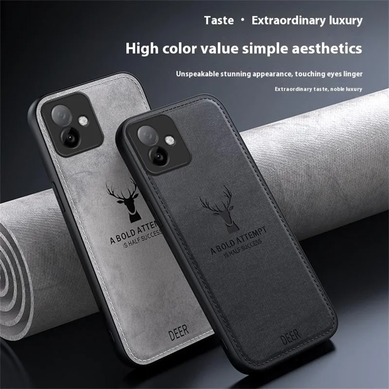 Für Honor X60 GT 5G Hülle Hirschmuster Stoffstruktur PU + PC + TPU Handyhülle - Schwarz