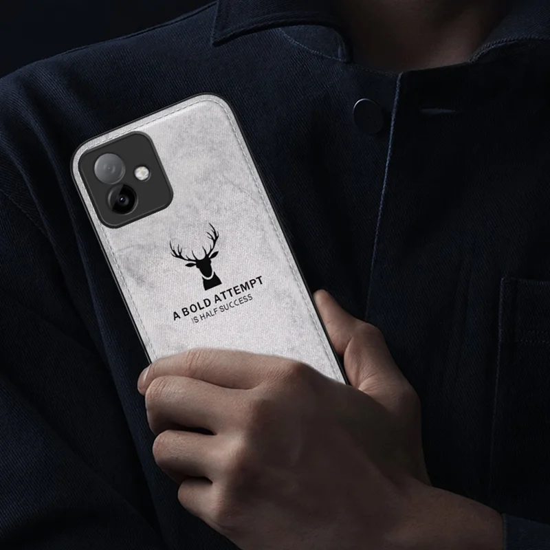 Für Honor X60 GT 5G Hülle Hirschmuster Stoffstruktur PU + PC + TPU Handyhülle - Schwarz