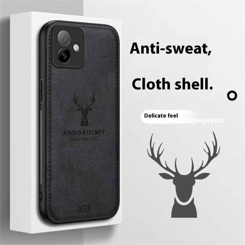 Für Honor X60 GT 5G Hülle Hirschmuster Stoffstruktur PU + PC + TPU Handyhülle - Schwarz