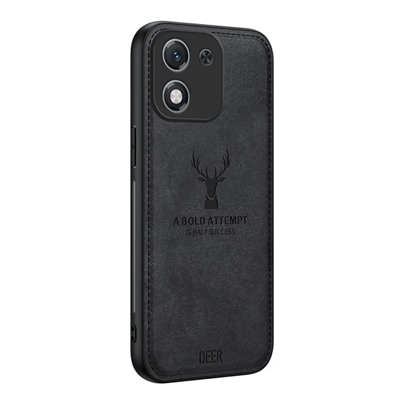 Étui For Honor X70i Motif Cerf Texture Tissu PU + PC + TPU Housse de Téléphone - Noir