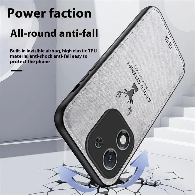 Étui For Honor X70i Motif Cerf Texture Tissu PU + PC + TPU Housse de Téléphone - Noir