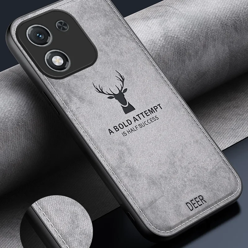 Étui For Honor X70i Motif Cerf Texture Tissu PU + PC + TPU Housse de Téléphone - Noir