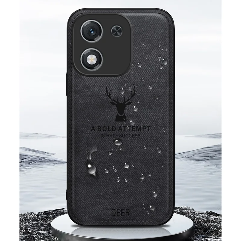 Étui For Honor X70i Motif Cerf Texture Tissu PU + PC + TPU Housse de Téléphone - Noir