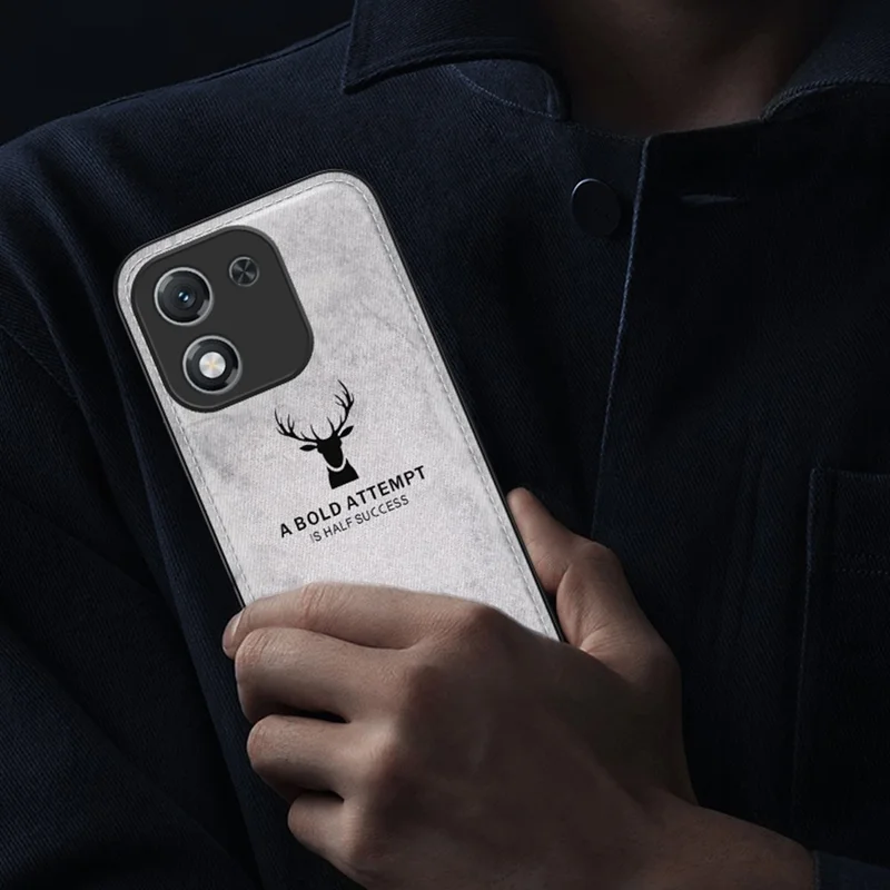 Étui For Honor X70i Motif Cerf Texture Tissu PU + PC + TPU Housse de Téléphone - Noir