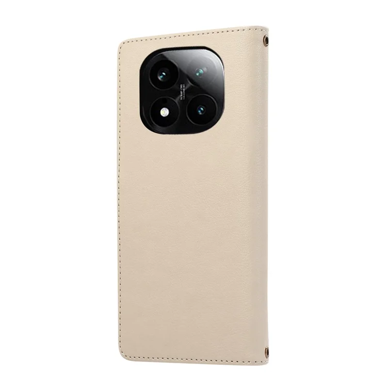 Чехол для телефона Xiaomi Redmi Note 14 Pro 5G / Note 14 Pro+ 5G / Poco X7 5G, кожаный чехол с отделениями для карт, молнией и ремешком на плечо / запястье - бежевый
