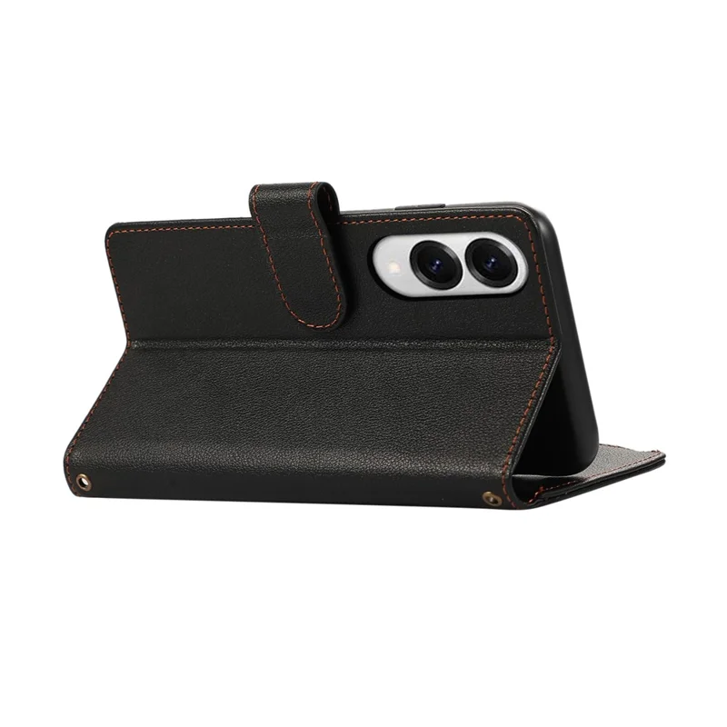 Capa para Samsung Galaxy S25 Edge com Multi Compartimentos para Cartões, Zíper em Couro, Alça de Ombro / Pulso - Preto