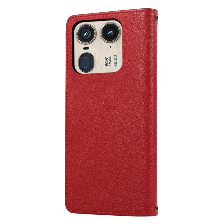 For Motorola Edge 50 Ultra 5G / Moto X50 Ultra 5G Case Multi Card Slots Zipper Leather Phone Cover with Shoulder Strap / Wrist Strap - Red