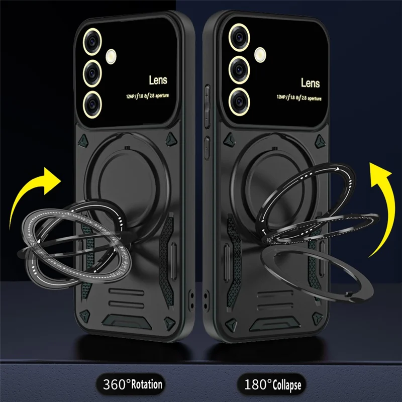Custodia per Samsung Galaxy A26 5G con supporto magnetico rotante in PC + TPU - Nero