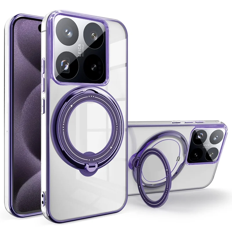 For Xiaomi 14T Pro Case Magnetic Kickstand PC + TPU Phone Cover - Purple