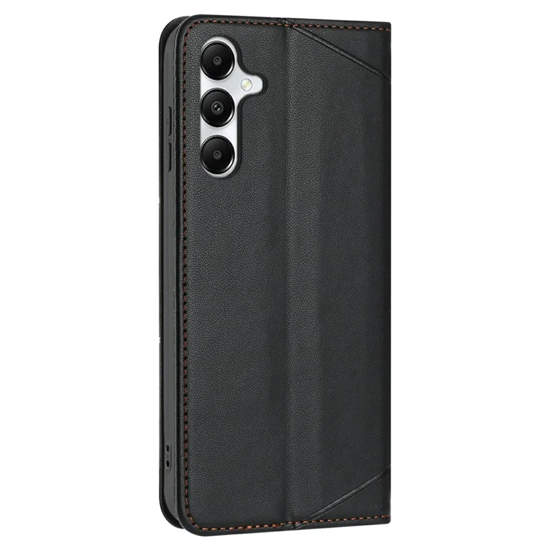 Wallet Case for Samsung Galaxy A26 5G / A16 5G / A16 4G Line Imprinted Leather Stand Phone Cover with Wrist Strap - Black