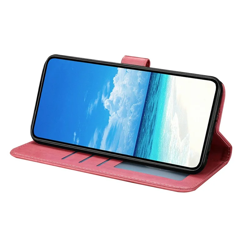 For iPhone 14 Pro Case Butterfly Imprinted Wallet Stand PU Leather Flip Phone Cover with Strap - Rose
