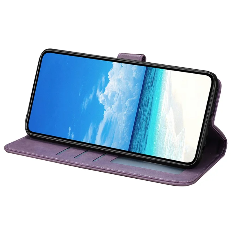 For Samsung Galaxy A26 5G Case Butterfly Imprinted Wallet Stand PU Leather Flip Phone Cover with Strap - Purple