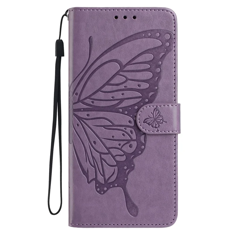 For Samsung Galaxy A26 5G Case Butterfly Imprinted Wallet Stand PU Leather Flip Phone Cover with Strap - Purple
