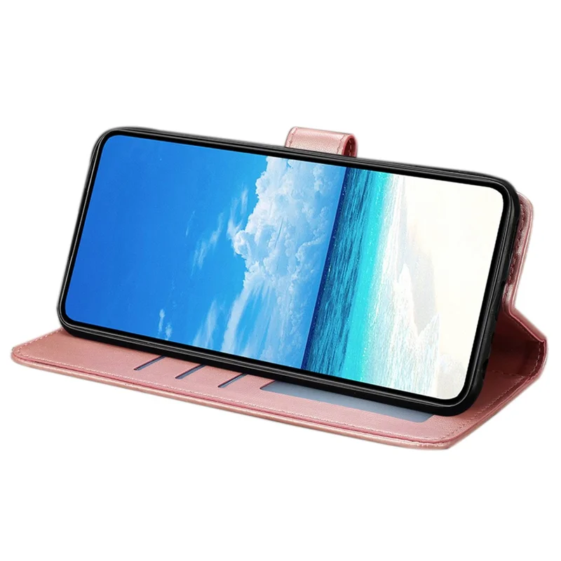 For Samsung Galaxy A17 5G / A17 4G / A26 5G Case Butterfly Imprinted Wallet Stand PU Leather Flip Phone Cover with Strap - Rose Gold