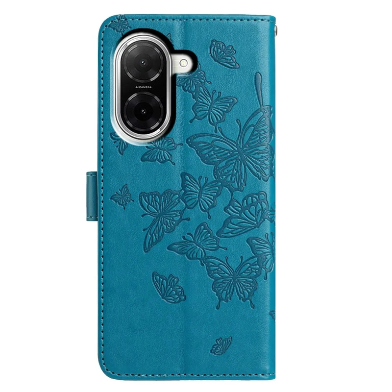 Capa para Xiaomi Redmi A5 4G (171,7mm) Borboleta Impressa Carteira Suporte Couro PU Flip Capa de Telefone com Alça - Azul