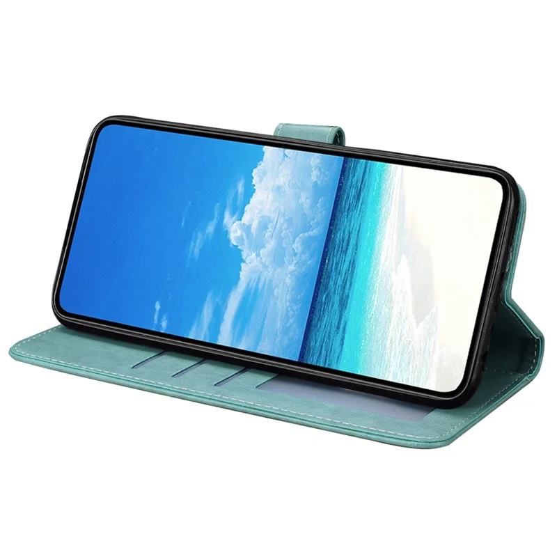 Funda para Xiaomi Redmi A5 NFC (173,45 mm) con Mariposas Estampadas, Cartera, Soporte, Cuero PU, Tapa Abatible para Teléfono con Correa - Verde
