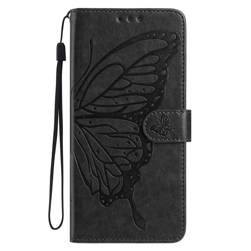 Cover a Portafoglio per Honor X8b 4G / X8c 4G con Stampa a Farfalla, Supporto e Cinturino - Nero