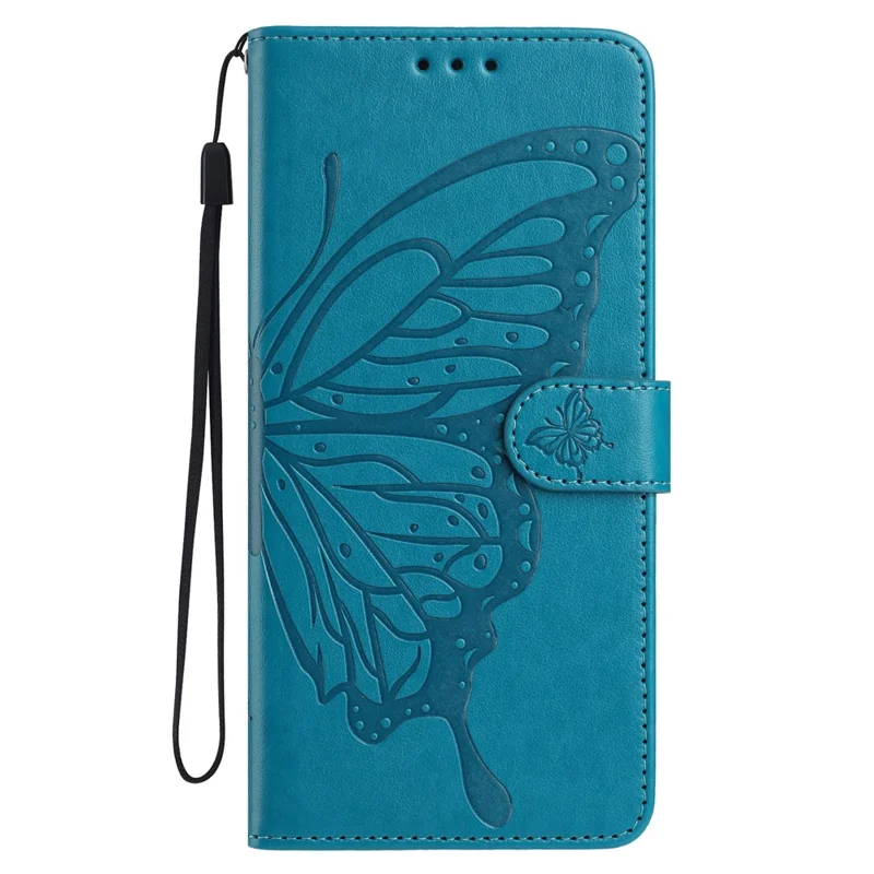 Per Google Pixel 9 Pro XL / 10 Pro XL Custodia Portafoglio con Stampa Farfalla Supporto in Pelle PU Flip Cover con Cinturino - Blu