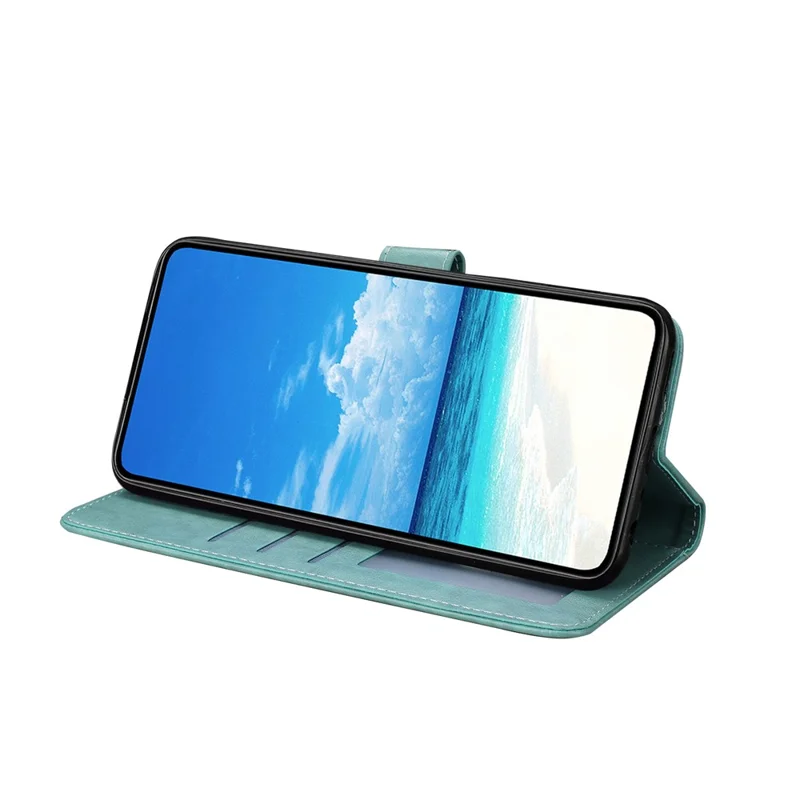 Per Motorola Moto G75 5G Custodia Portafoglio con Stampa Farfalla Stand in Pelle PU Flip Cover con Cinturino - Verde