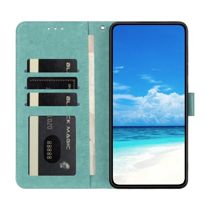 Per Motorola Moto G75 5G Custodia Portafoglio con Stampa Farfalla Stand in Pelle PU Flip Cover con Cinturino - Verde