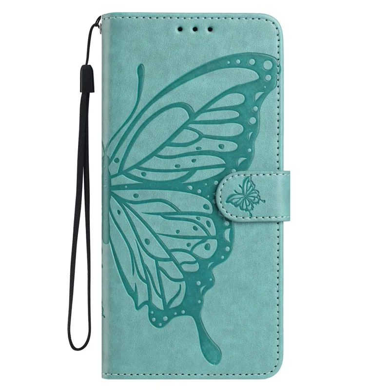 Per Motorola Moto G75 5G Custodia Portafoglio con Stampa Farfalla Stand in Pelle PU Flip Cover con Cinturino - Verde