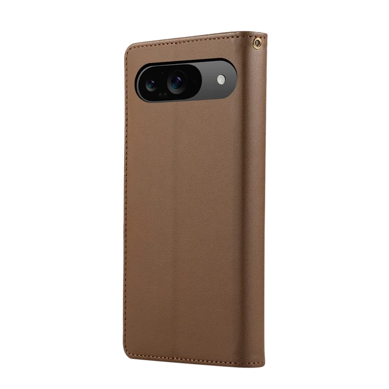 For Google Pixel 9 / 9 Pro Case RFID Blocking Wallet Stand Rhombus Leather Phone Cover with Wrist Strap - Brown