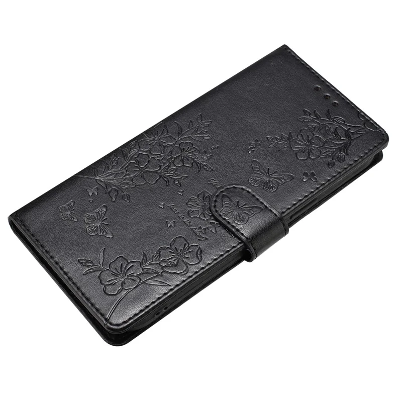 Pour Xiaomi Redmi A5 4G (171,7 mm) Étui portefeuille pour téléphone Motif floral papillon Housse à rabat en cuir avec sangle - Noir