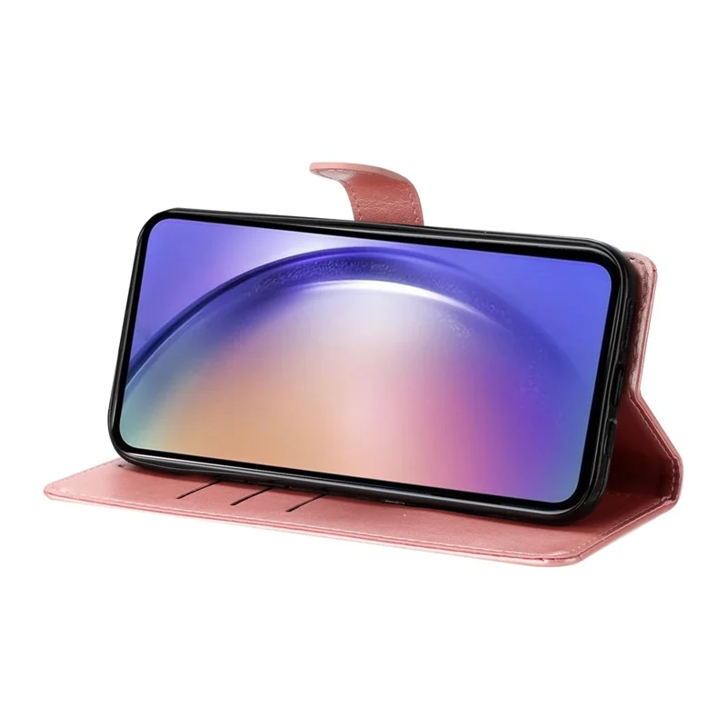 Wallet Phone Case for Xiaomi Poco F7 Pro 5G / F7 Ultra 5G / Redmi K80 Pro 5G / K80 5G Butterfly Floral Imprint Leather Flip Cover with Strap - Rose Gold