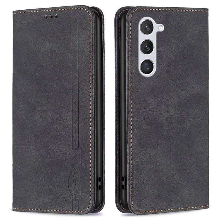 BINFEN COLOR for Samsung Galaxy S23 Leather Case Mobile Cover Stand with RFID Blocking Card Holder - Black
