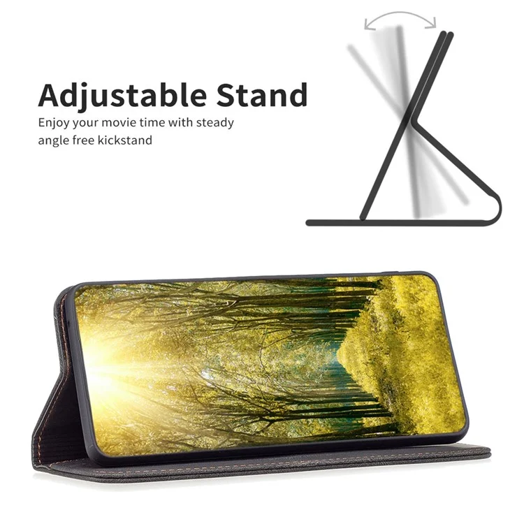 BINFEN COLOR for Samsung Galaxy S23 Leather Case Mobile Cover Stand with RFID Blocking Card Holder - Black