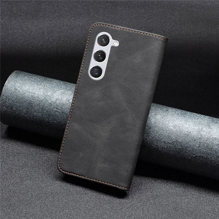 BINFEN COLOR for Samsung Galaxy S23 Leather Case Mobile Cover Stand with RFID Blocking Card Holder - Black
