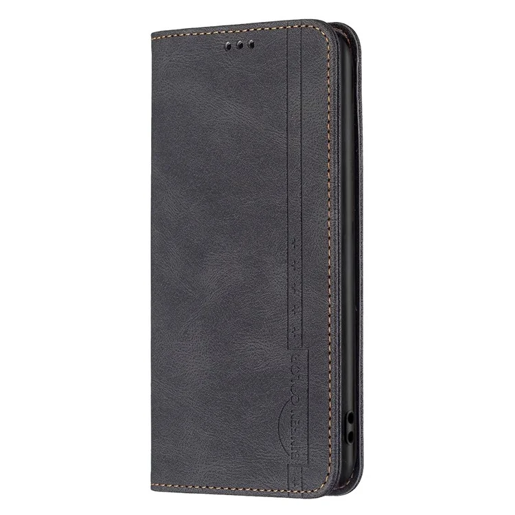 BINFEN COLOR for Samsung Galaxy S23 Leather Case Mobile Cover Stand with RFID Blocking Card Holder - Black