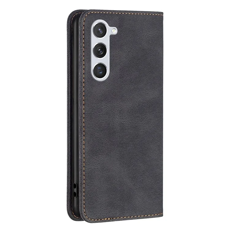 BINFEN COLOR for Samsung Galaxy S23 Leather Case Mobile Cover Stand with RFID Blocking Card Holder - Black