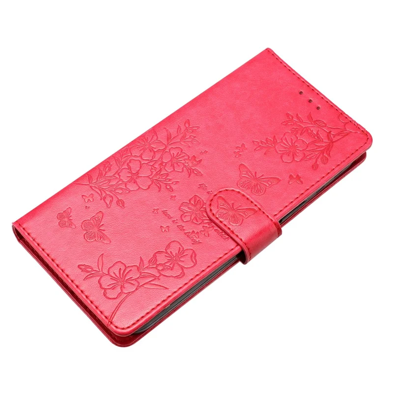 For Honor 400 5G (Globale) Cover a Portafoglio per Telefono con Stampa di Farfalle e Fiori in Pelle con Cinturino - Rosso