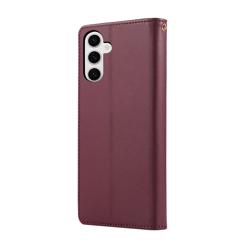 For Samsung Galaxy S25 / S24 Case RFID Blocking Wallet Stand Rhombus Leather Phone Cover with Wrist Strap - Red