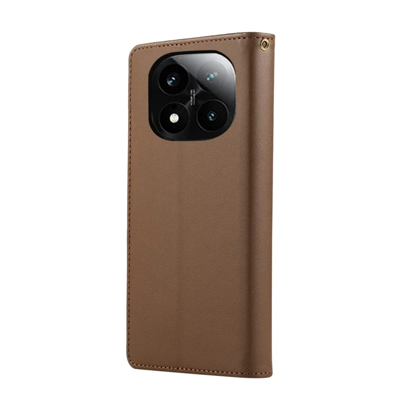 Phone Case For Xiaomi Redmi Note 14 Pro 5G / Note 14 Pro+ 5G / Poco X7 5G , RFID Blocking Wallet Stand Rhombus Leather Cover with Wrist Strap - Brown