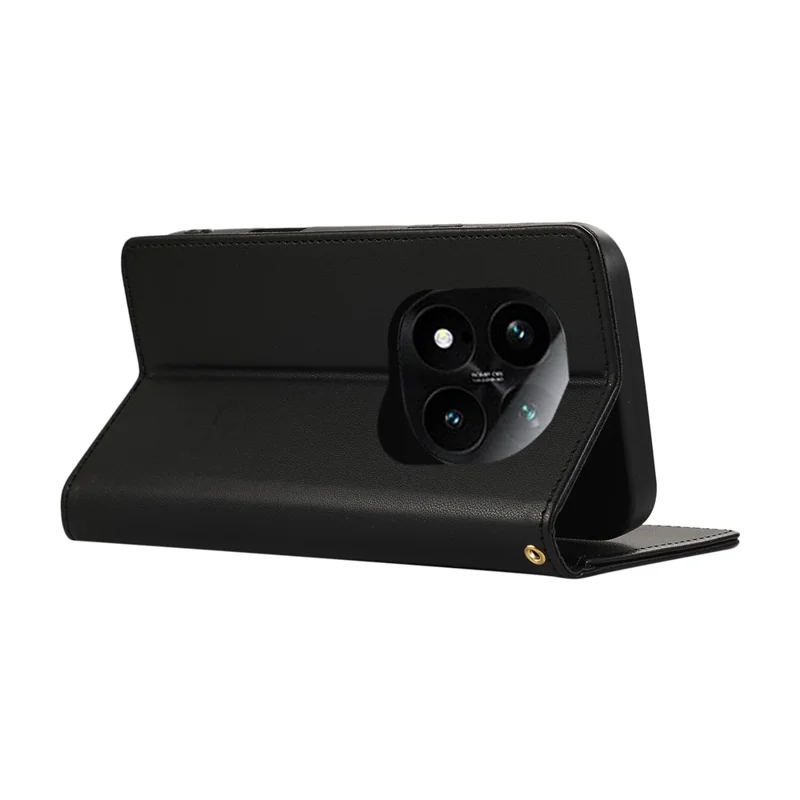 Para Xiaomi Redmi Note 14 Pro 4G Funda Cartera Bloqueo RFID Soporte Rombo Cuero Funda de Teléfono con Correa de Muñeca - Negro