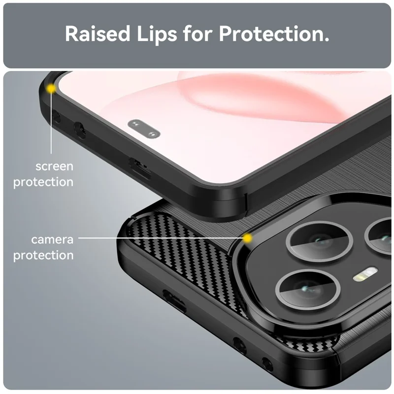 For Honor 400 Pro 5G (Global) Étui de Protection pour Téléphone Texture Fibre de Carbone Brossée - Noir