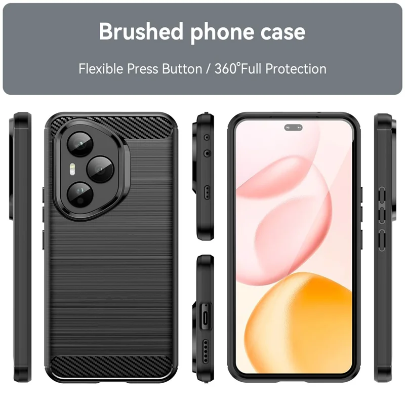 For Honor 400 Pro 5G (Global) Étui de Protection pour Téléphone Texture Fibre de Carbone Brossée - Noir