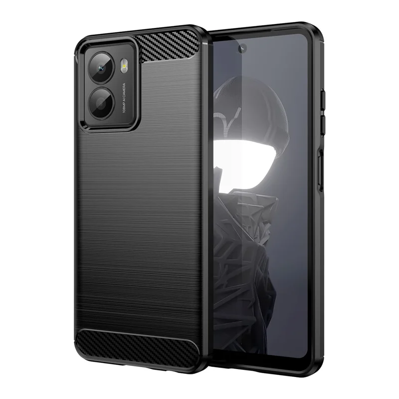 Capa para HMD Fusion 5G Proteção de Telefone Textura de Fibra de Carbono Escovada - Preto