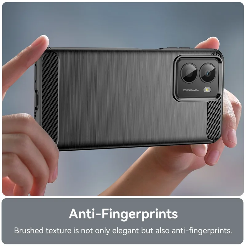 Capa para HMD Fusion 5G Proteção de Telefone Textura de Fibra de Carbono Escovada - Preto