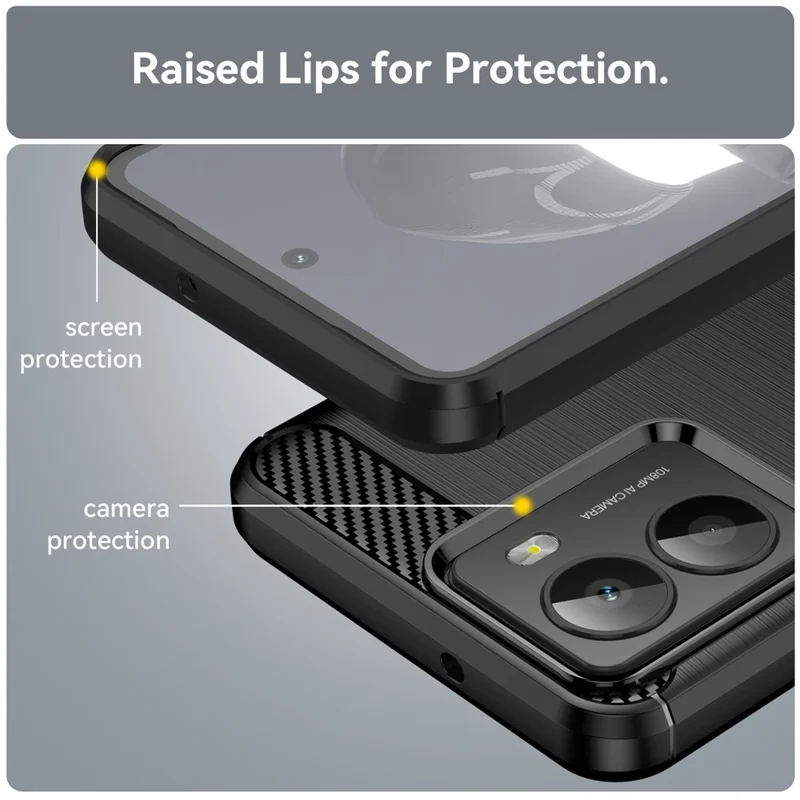 Capa para HMD Fusion 5G Proteção de Telefone Textura de Fibra de Carbono Escovada - Preto