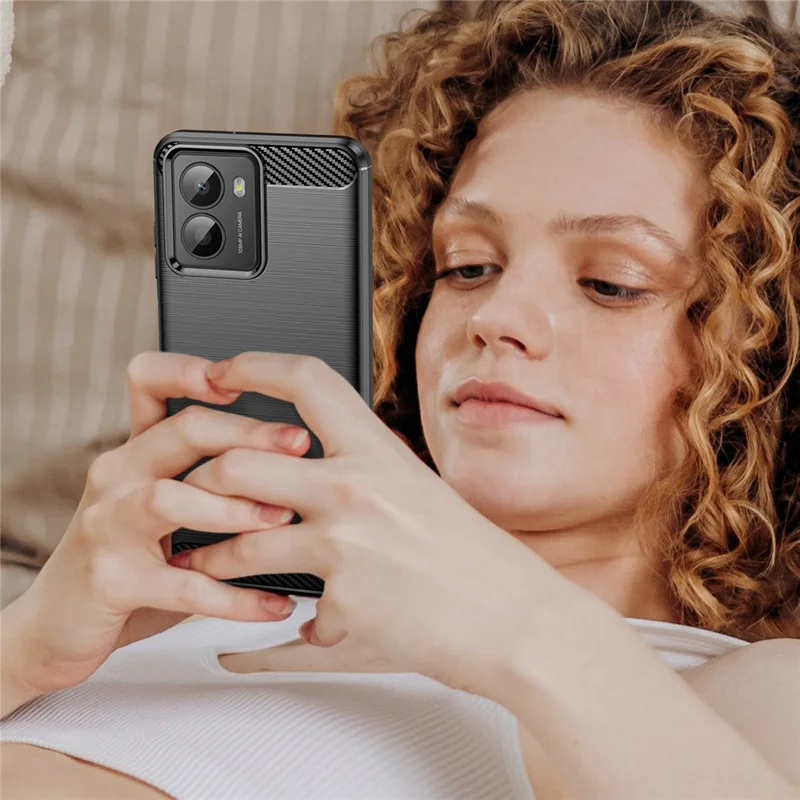 Capa para HMD Fusion 5G Proteção de Telefone Textura de Fibra de Carbono Escovada - Preto