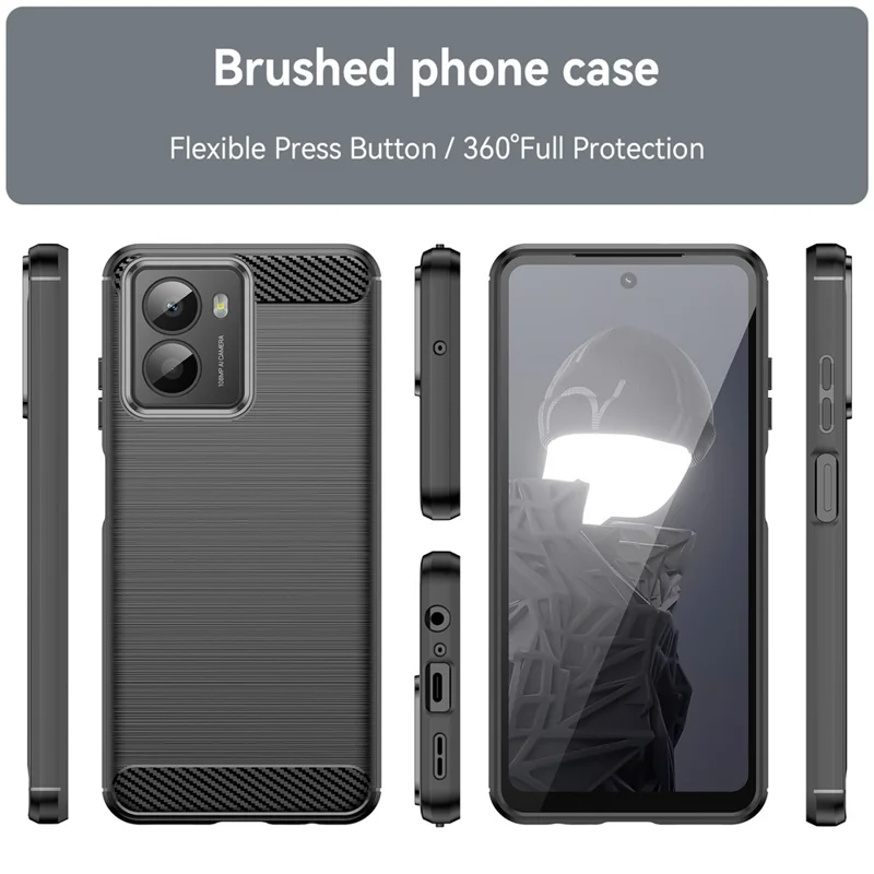 Capa para HMD Fusion 5G Proteção de Telefone Textura de Fibra de Carbono Escovada - Preto