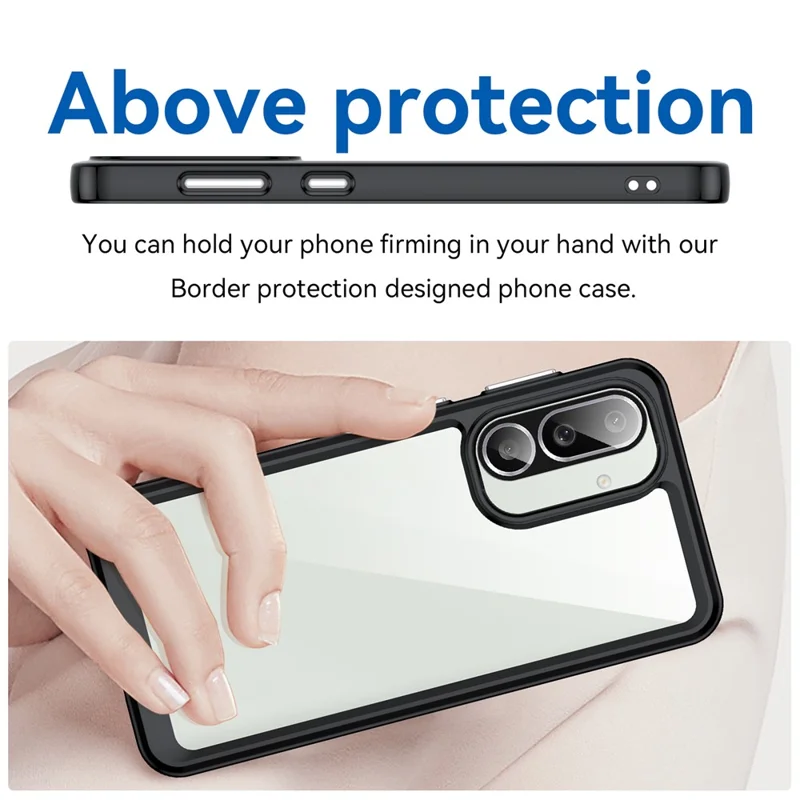 Чехол для Samsung Galaxy M56 5G / F56 5G из ТПУ + акрила, прозрачный защитный чехол для телефона - Черный