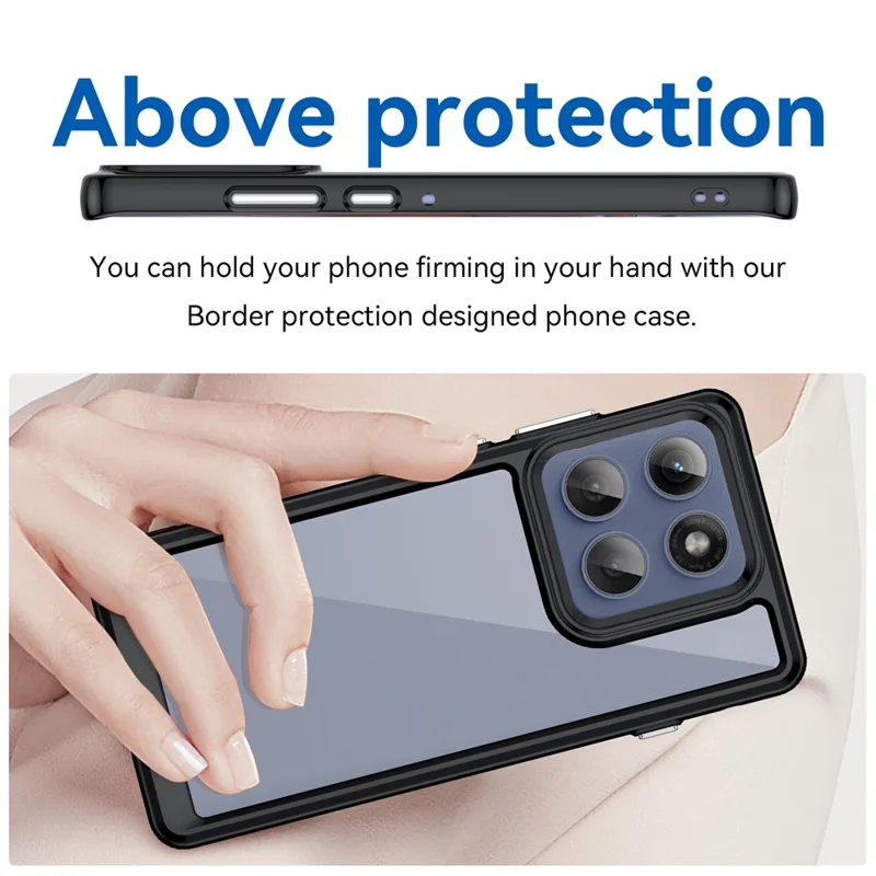 Чехол для Motorola Edge 60 Pro 5G из ТПУ + акрила, прозрачный защитный чехол для телефона - Черный