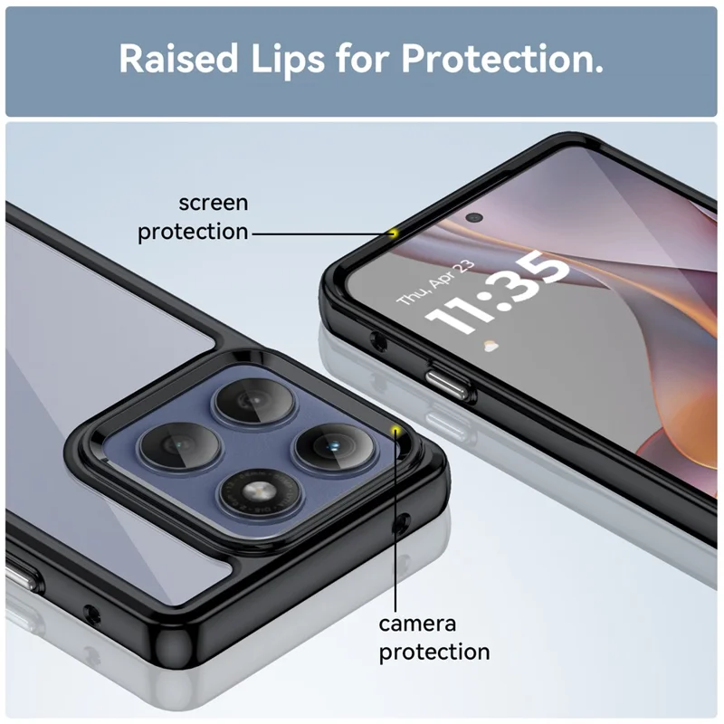 Чехол для Motorola Edge 60 Pro 5G из ТПУ + акрила, прозрачный защитный чехол для телефона - Черный