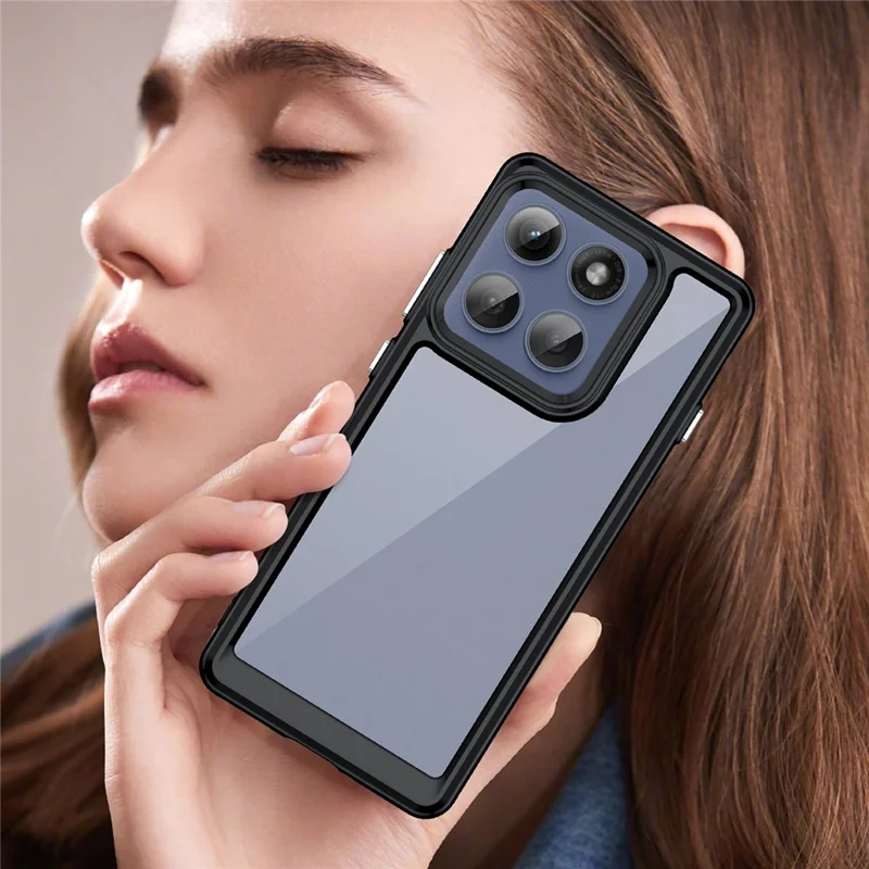 Чехол для Motorola Edge 60 Pro 5G из ТПУ + акрила, прозрачный защитный чехол для телефона - Черный