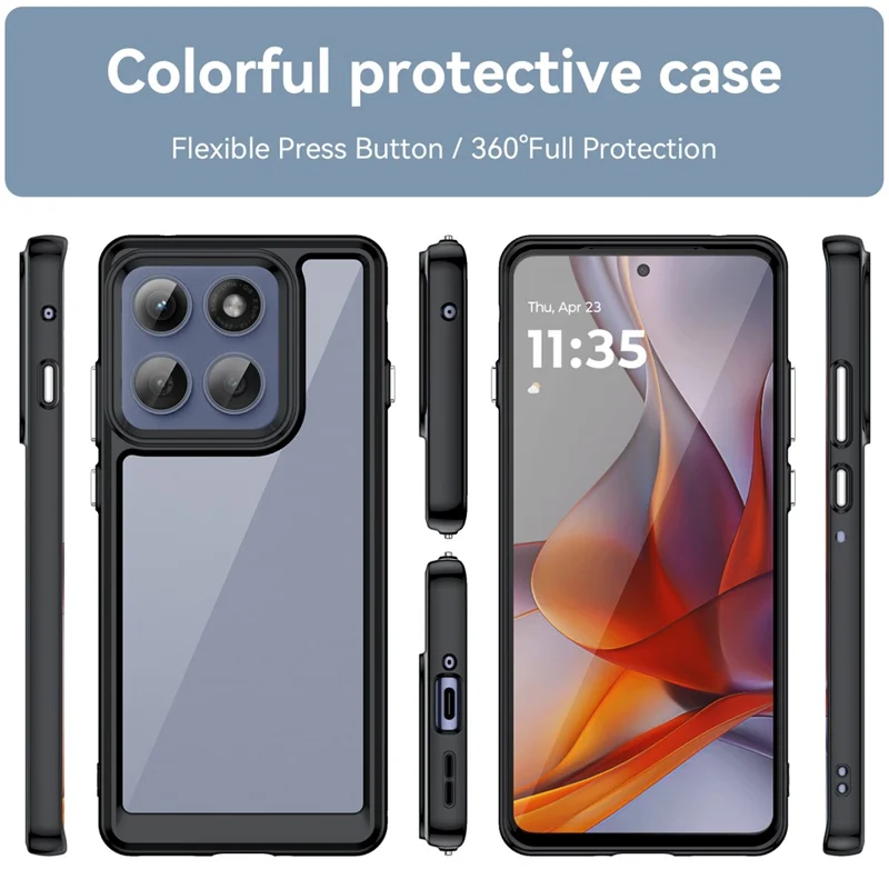 Чехол для Motorola Edge 60 Pro 5G из ТПУ + акрила, прозрачный защитный чехол для телефона - Черный